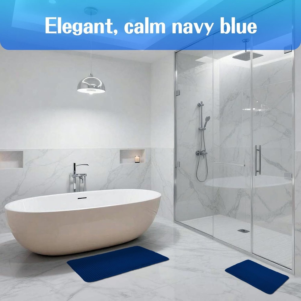 Memory Foam Bath Mat - Ultra 1'4 x 1'11 (Rectangular), Navy Blue