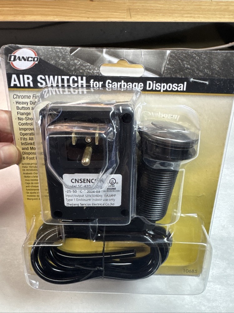 Danco 10685 Sink Top Mount Air Switch for Garbage Disposal Chrome
