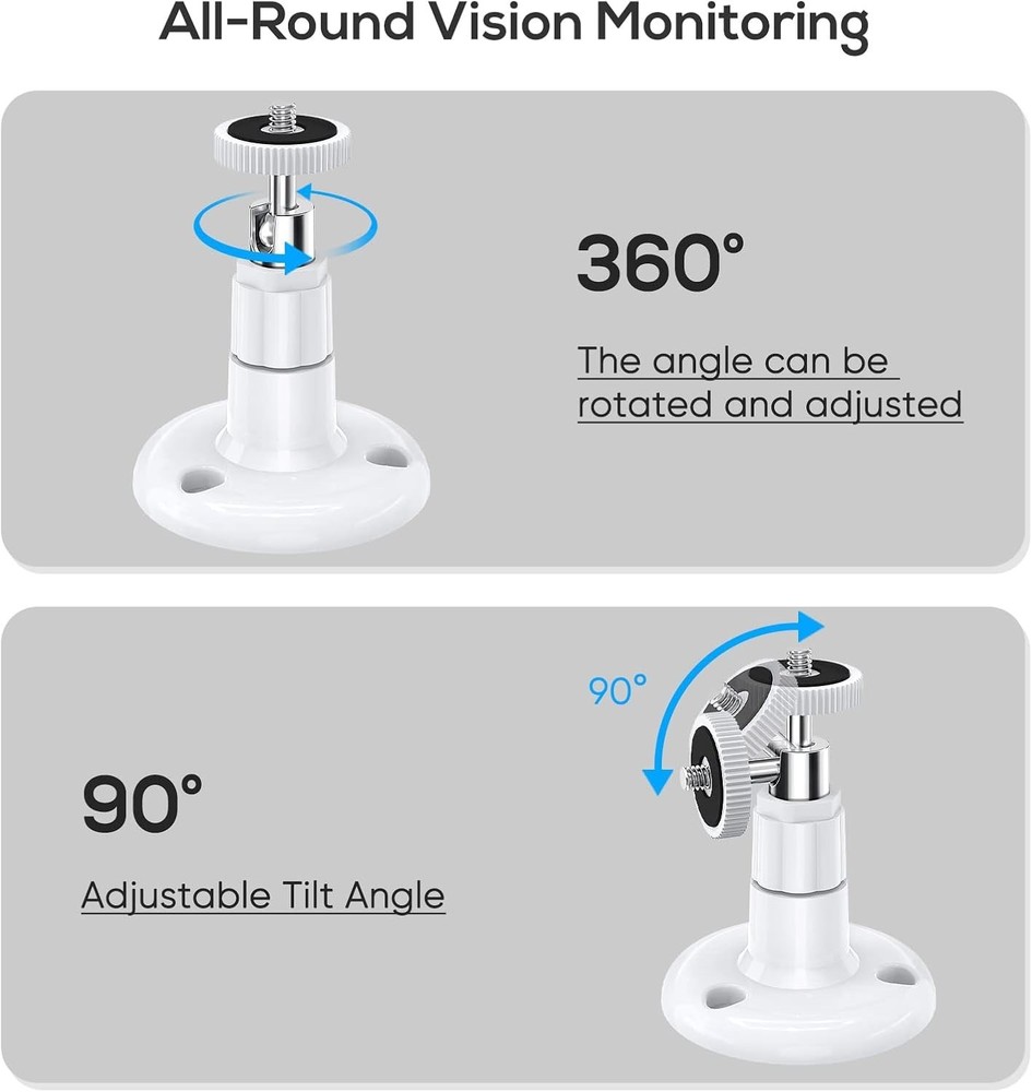 Enhanced Security with 2-Pack Adjustable Wyze Cam Mount - 360° Swivel Bracket
