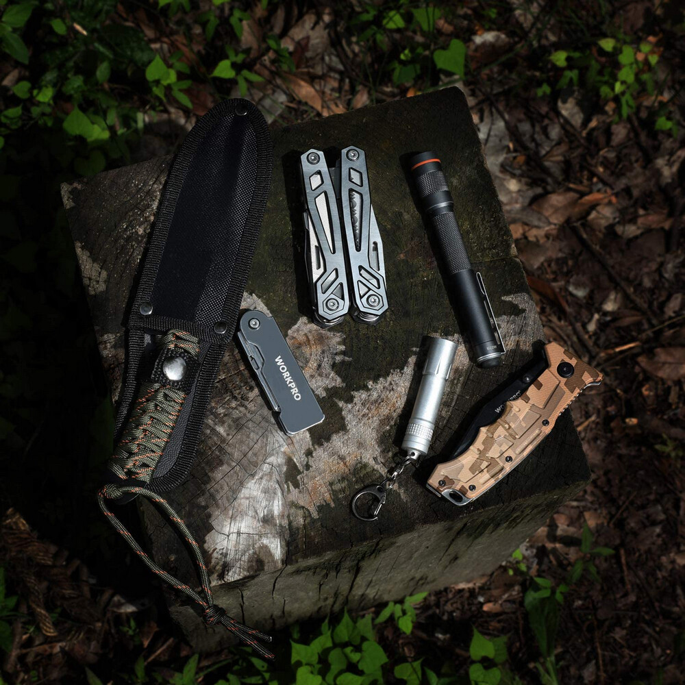 WORKPRO 3 Pack Folding Pocket Utility Knife Set Compact Lock Back Box Cutter New