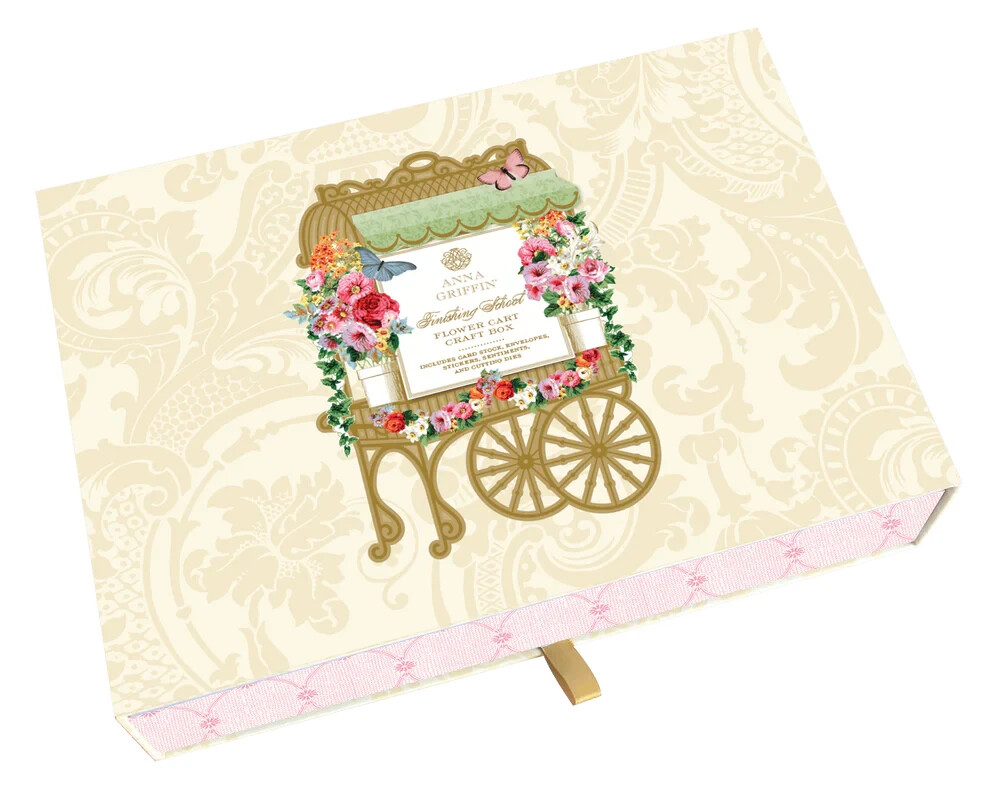ANNA GRIFFIN "FLOWER CART" EASEL FINISHING SCHOOL CRAFT BOX ~7 DIES + MATERIALS