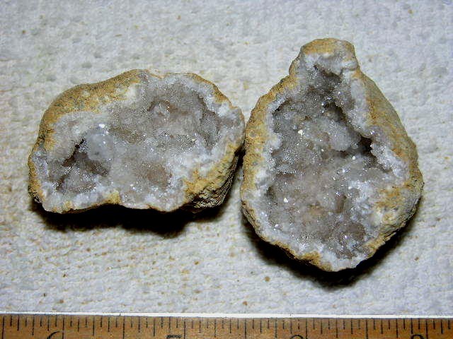 Geode pair opened with crystal centers 2 inch G49