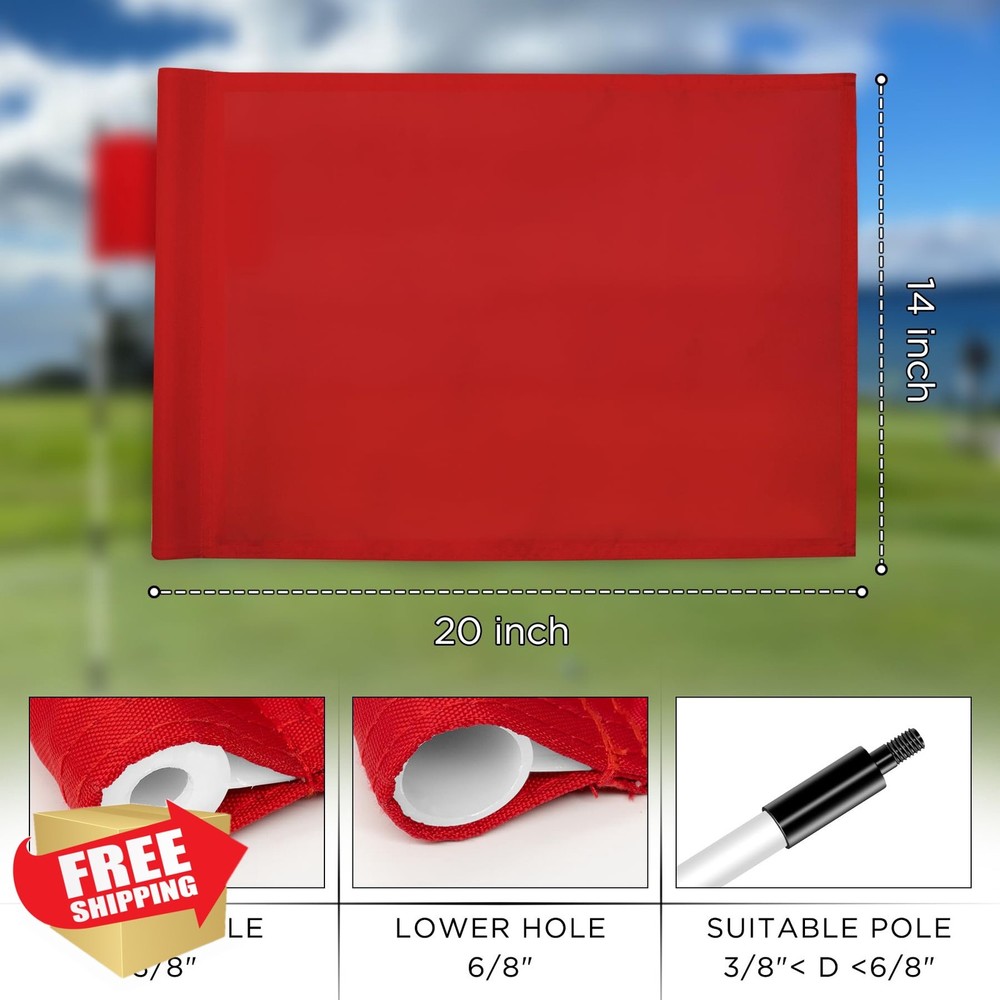 KINGTOP Golf Flags 20x14 Inch Plain Red 3-Pack