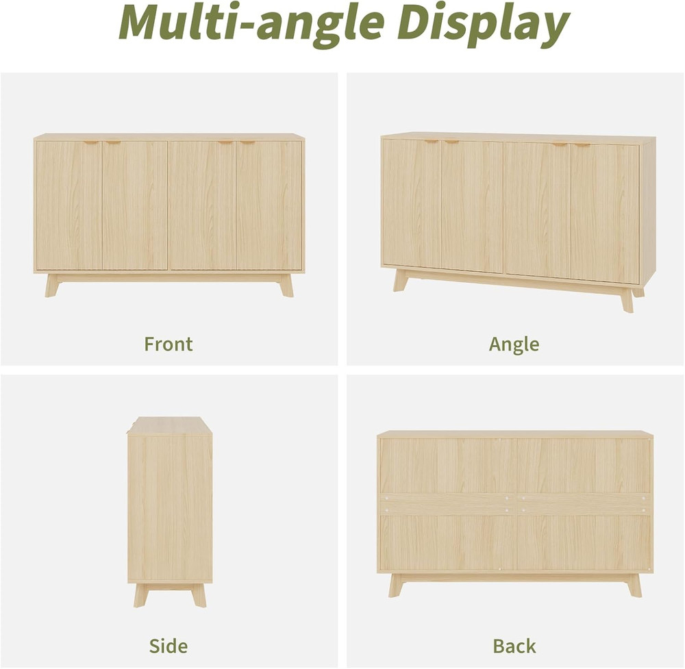 Modern 55.1" Sideboard Buffet Cabinet with Adjustable Shelves & Storage