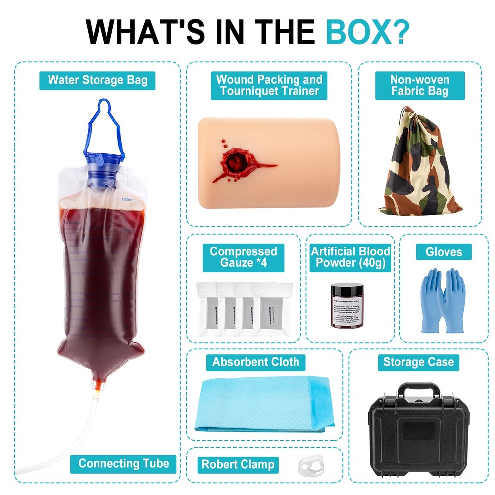 Wound Bleed Kit Wound Trainer First Aid Trainer Bleeding Trainer Kit Plastic Box