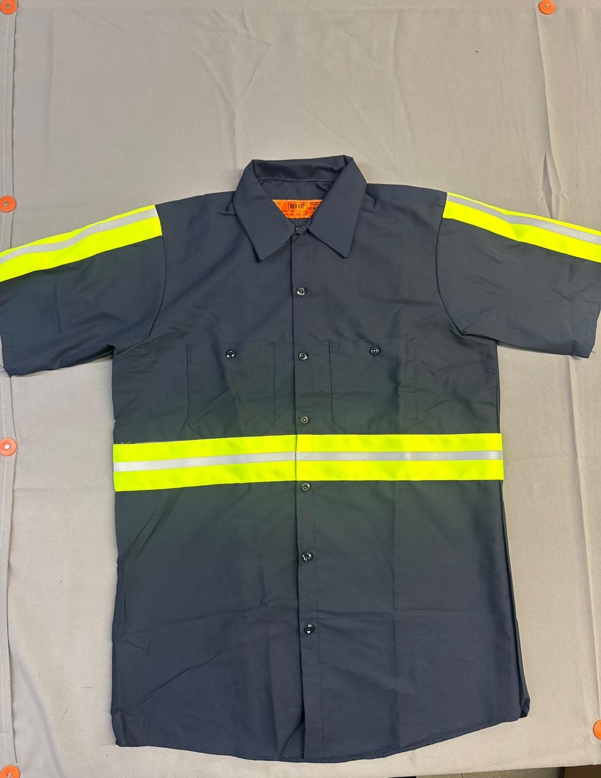 Red Kap Men's Enhanced Visibility Industrial Work Shirt Navy