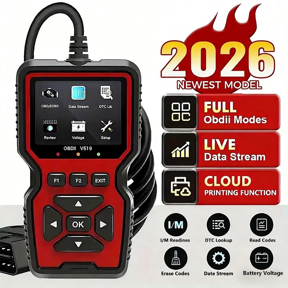 Professional OBD2 V519 Scanner - 2026 Upgraded OBDII + CAN Code Reader