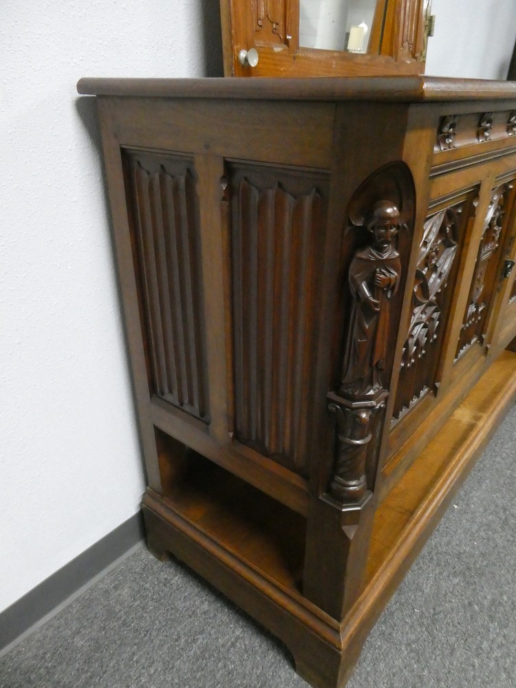 c1900 French Gothic Walnut Server Buffet'i