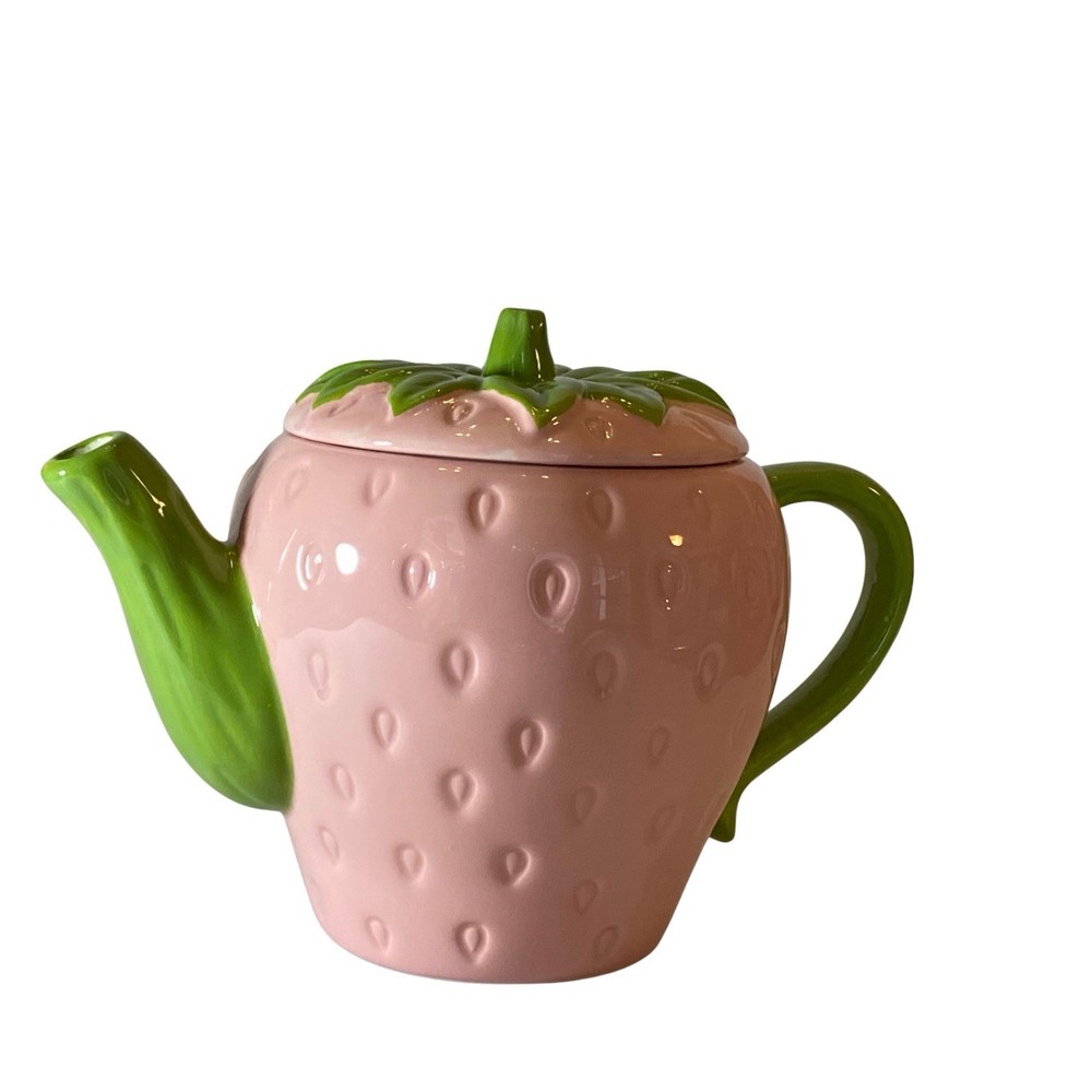 Lang Pink Strawberry Hand Painted Teapot