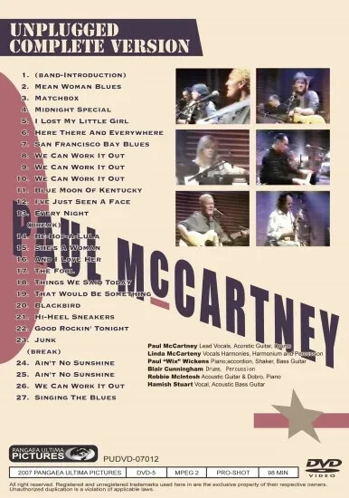 PAUL McCARTNEY / UNPLUGGED COMPLETE VERSION (1DVD)
