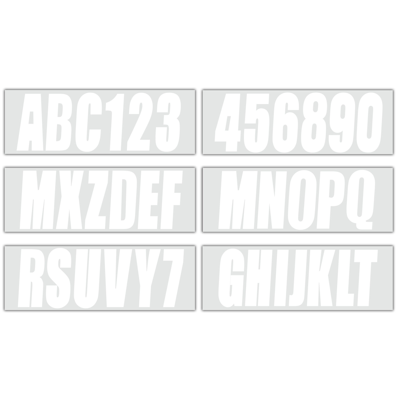 White Boat PWC ID Numbers Decals Registration Stickers 4 sets 0-9 and A-Z Decals