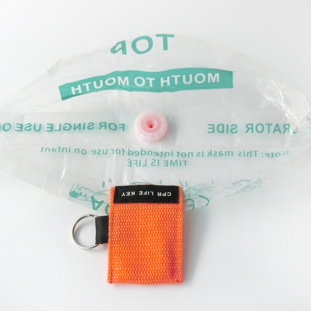 100pcs CPR Mask First Aid Training Mask Transparent Mask Mini Keychain Orange