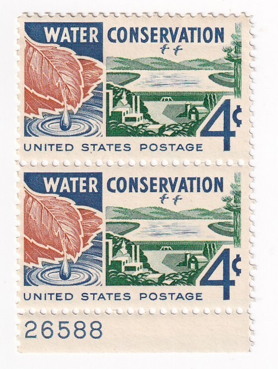 STAMP US SCOTT 1150 "Water Conservation" 4 CENT 1960 MNH VERT PAIR WITH PB #