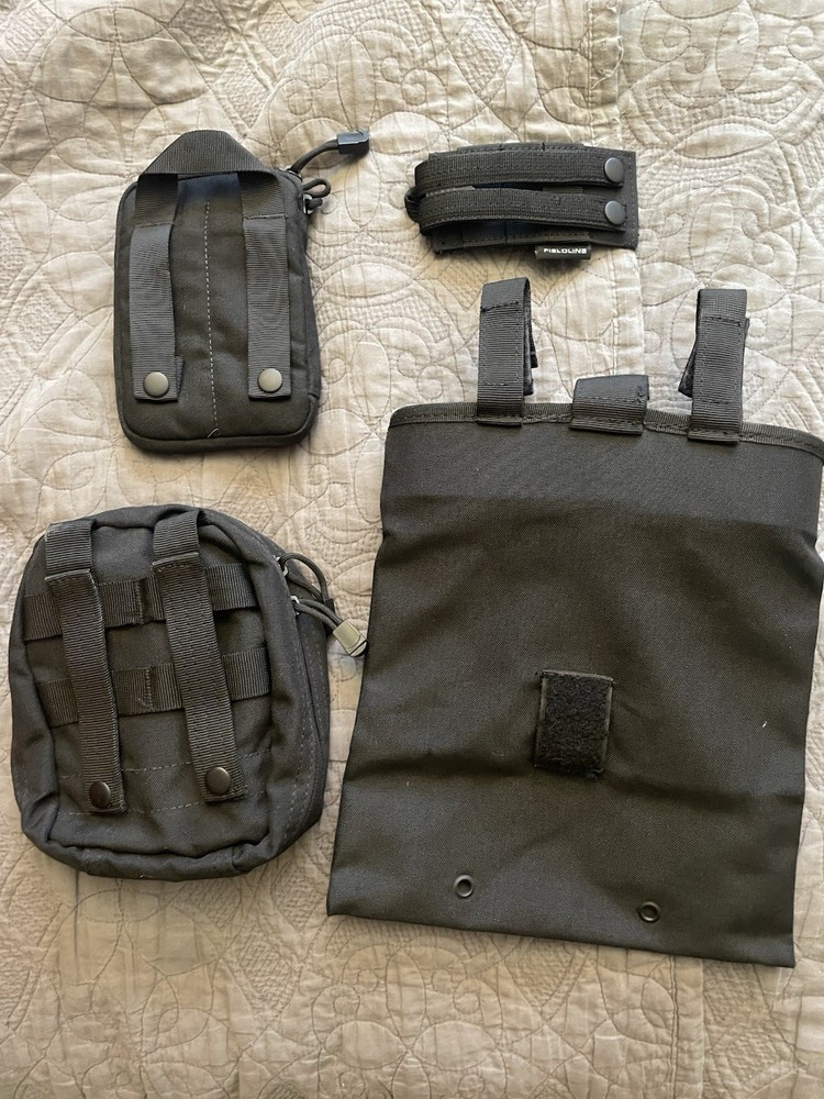 Black Dump, Admin, Med, And Shell Pouches For Molle