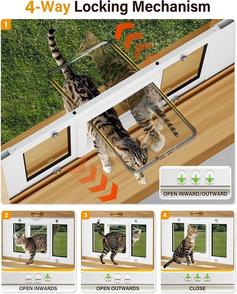 Aluminum Frame Cat Door Insert - Adjustable 23-28 Inch Weatherproof Solution