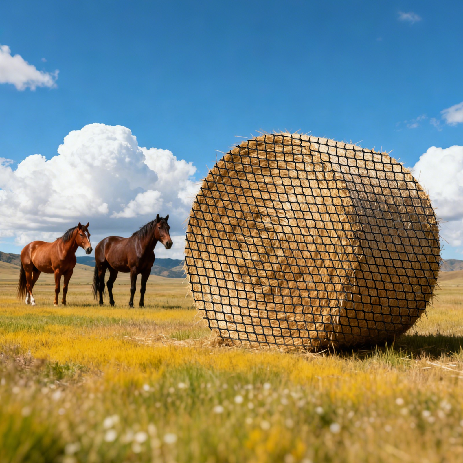VEVOR Round Bale Hay Net Slow Feeder Round Bale Net for Horses 4.92 x 4.92 ft