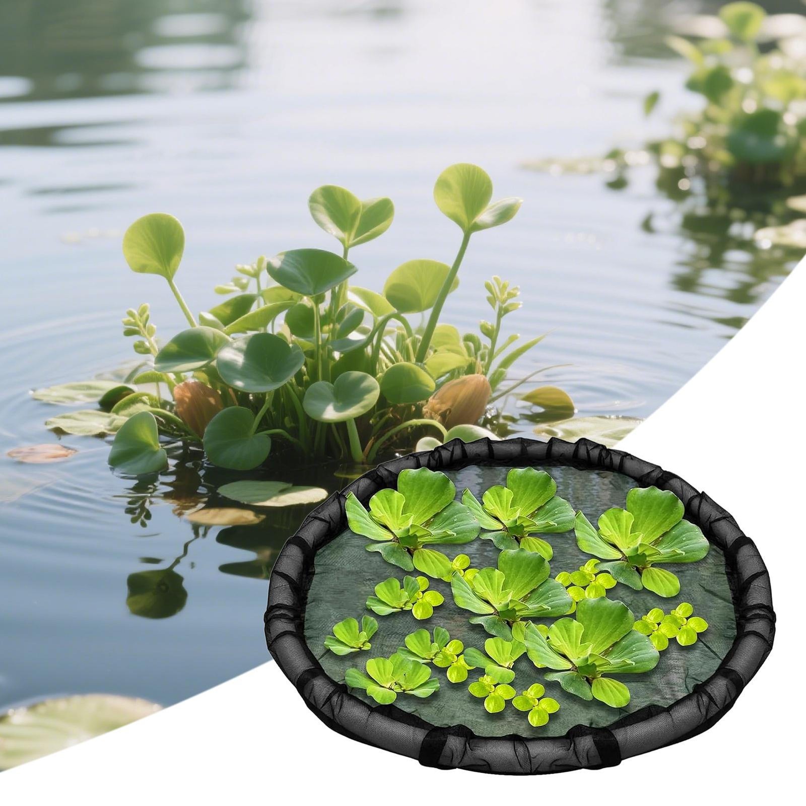 Floating Island Planter for Ponds, 17.7" Round Floating Flora Fish Barrier