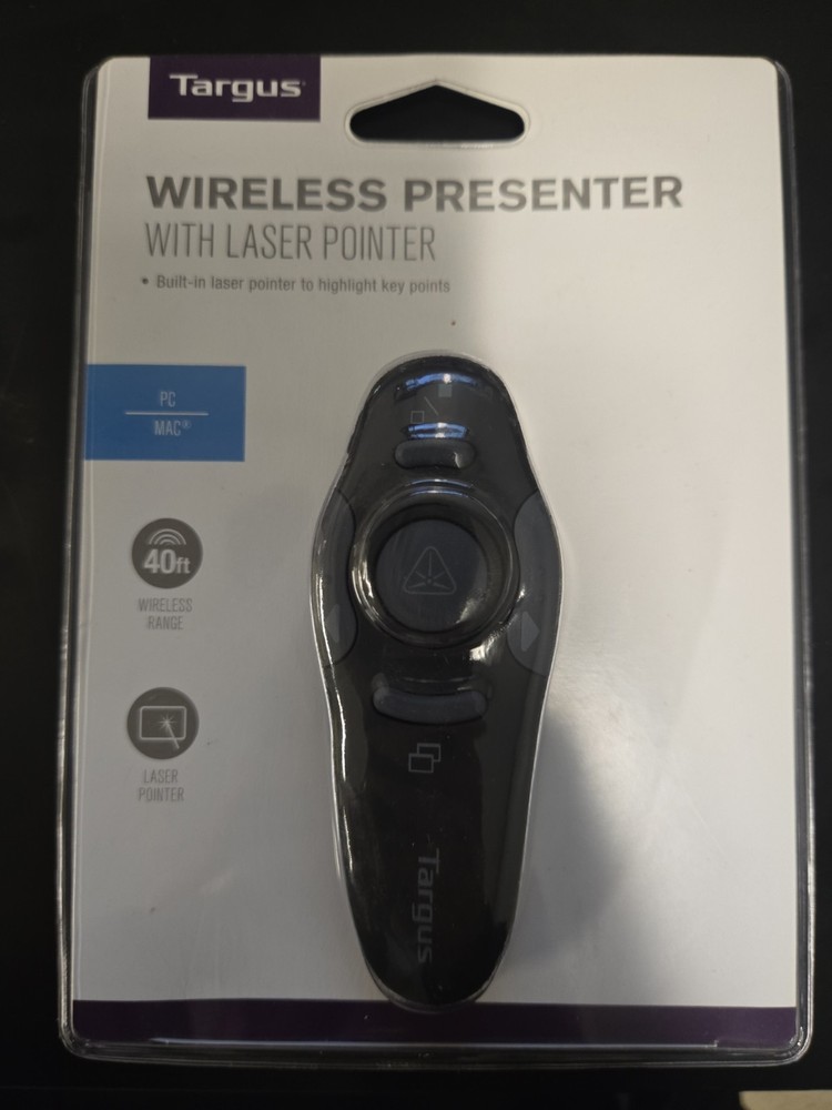 Targus Wireless USB Presenter Laser Pointer AMP16B Highlight Key PC MAC 2.4GHz
