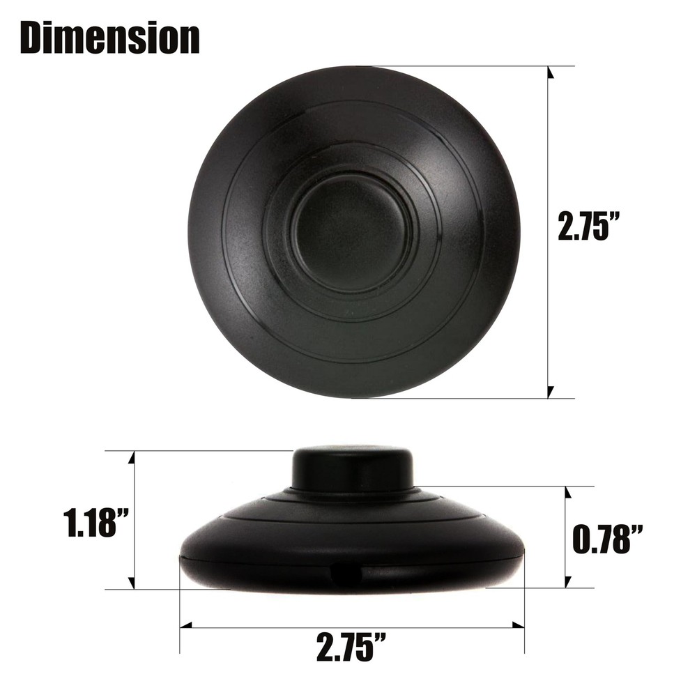 Foot Pedal Switch Round Inline Step-on Button Floor Lamp Control Black 4 PCS