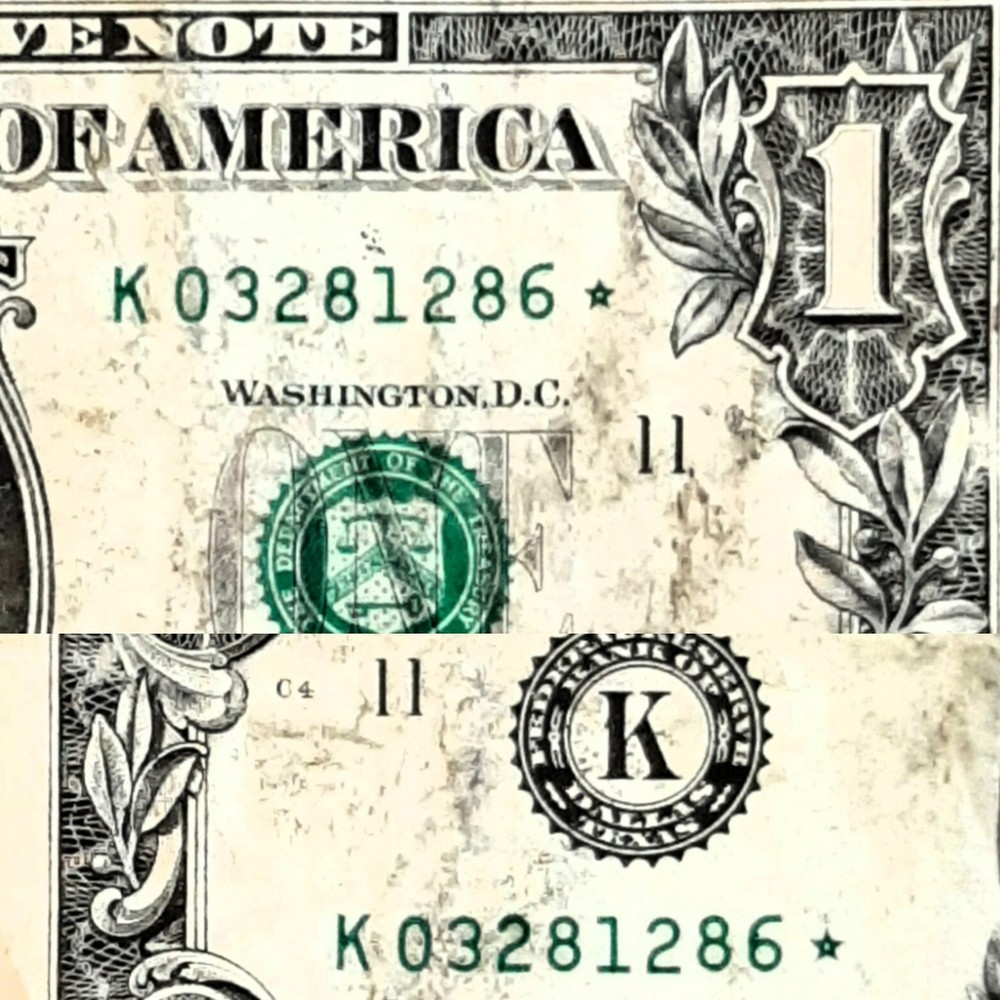 RARE STAR NOTE MULTIPLE ERRORS,LOW RUN, MISCUT ERROR, INK SMEAR ALL OVER FRONT