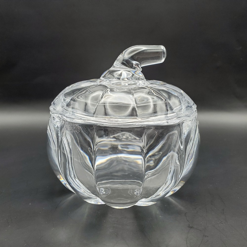 Clear Crystal Pumpkin Candy Condiment Trinket Dish
