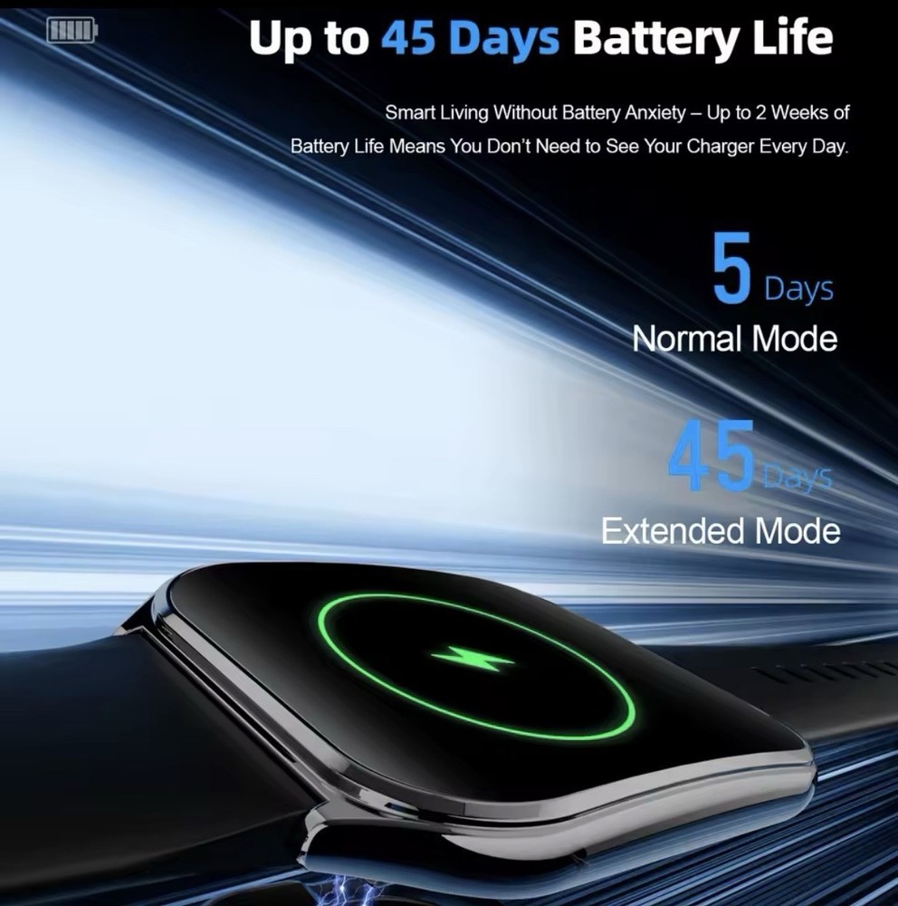 Ultra Thin Smartwatch AMOLED Display IP67 Water Resistant Activity Tracking Bla…