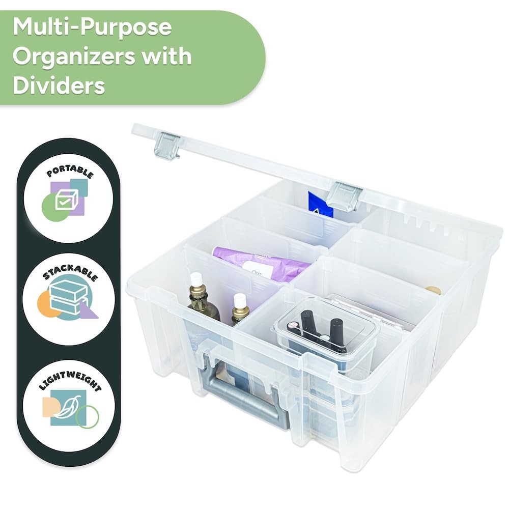 Super Satchel Double Deep Compartment Box Art Storage With 8 Removable Compartme