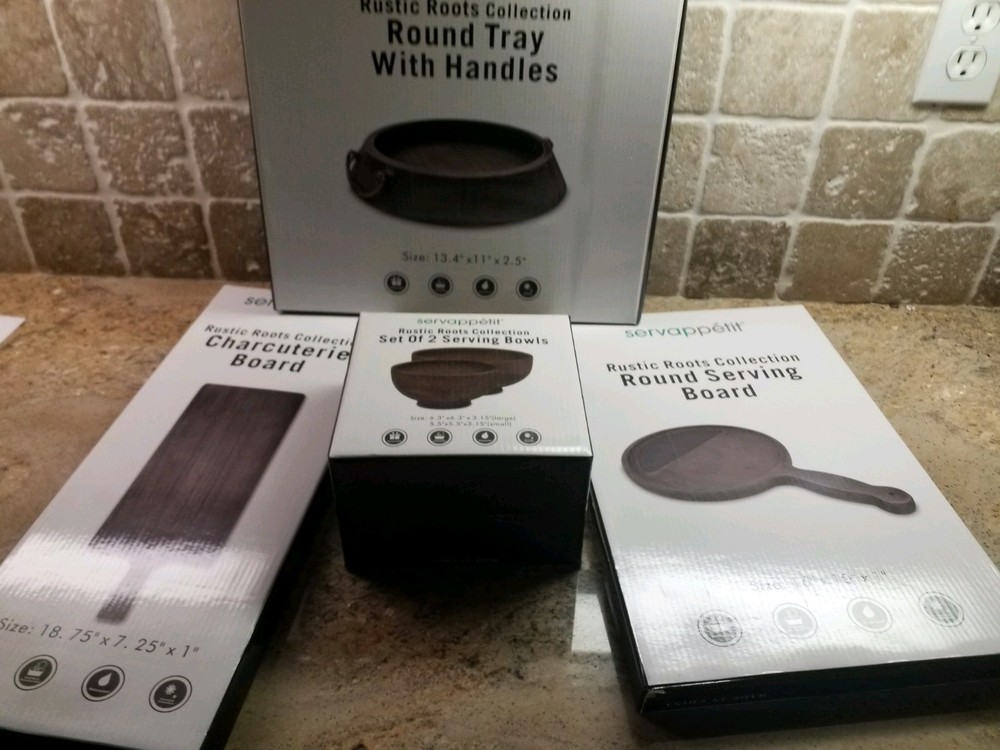 Servappetit Rustic Roots collection 4 Piece Serving Set NIB