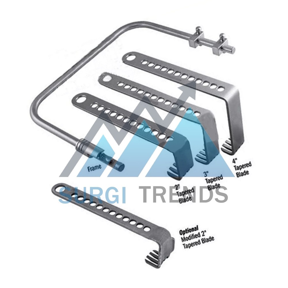 surgical charnley hip retractor set with locking frame