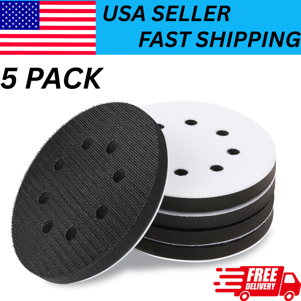5 Pack 5 Inch Soft Sponge Interface Pad for Sanding Pad Hook&Loop Sanding Discs