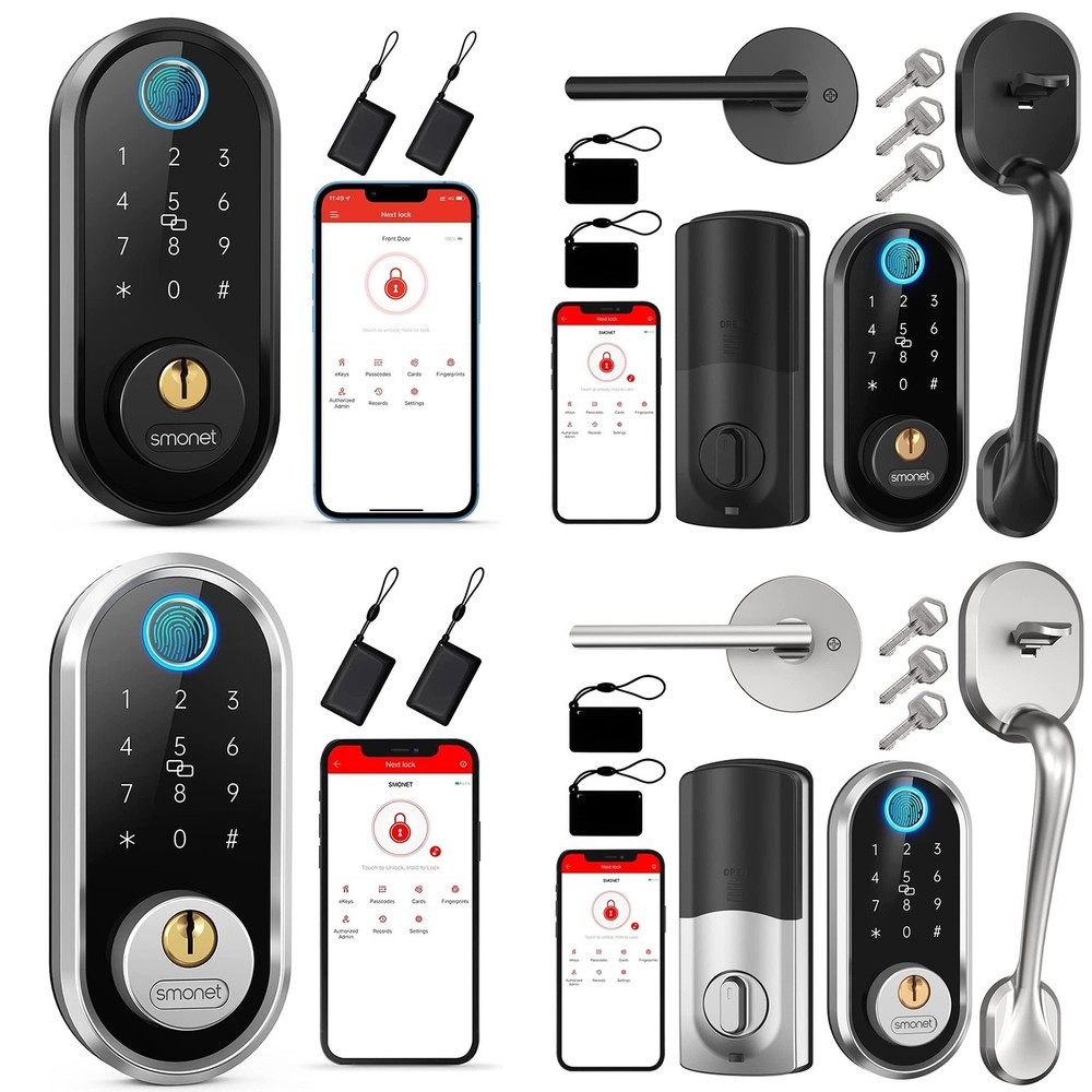 SMONET Smart Front Door Lock Handle Set Keyless Entry Digital Keypad Deadbolt