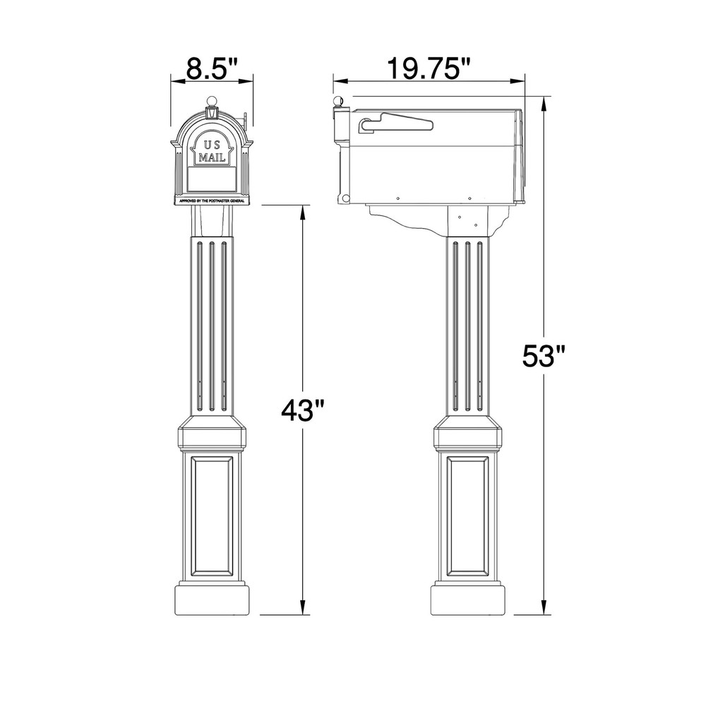 , Craftsman Mailbox & Post Kit, Large Outdoor Mailbox, Durable Plastic, Easy ...