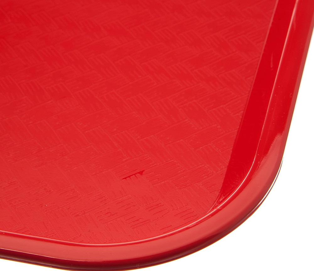 Shatter-Resistant Plastic Cafeteria Fast Food Tray, 14" x 18" - Red, Rectangular