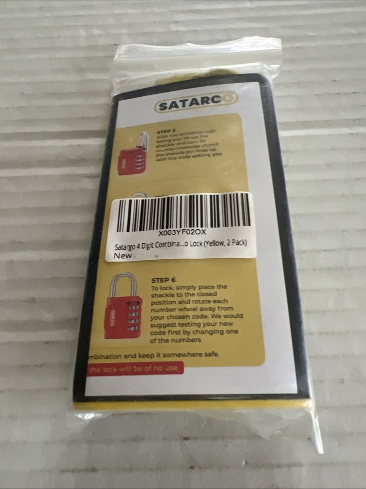 SATARGO 4 Digit Combination Lock 2 Pack Yellow New