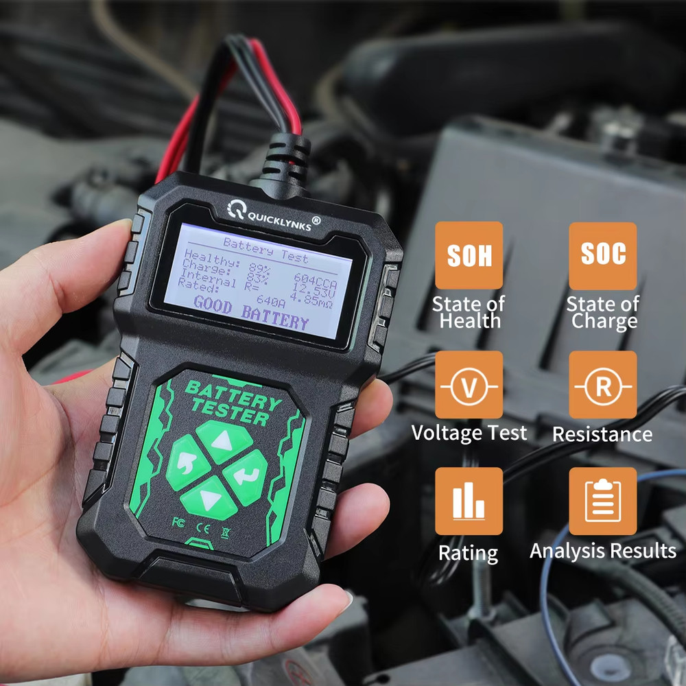QUICKLYNKS BA107 100-2000CCA Car Battery Load Accuracy Tester Analyzer 12V Tool