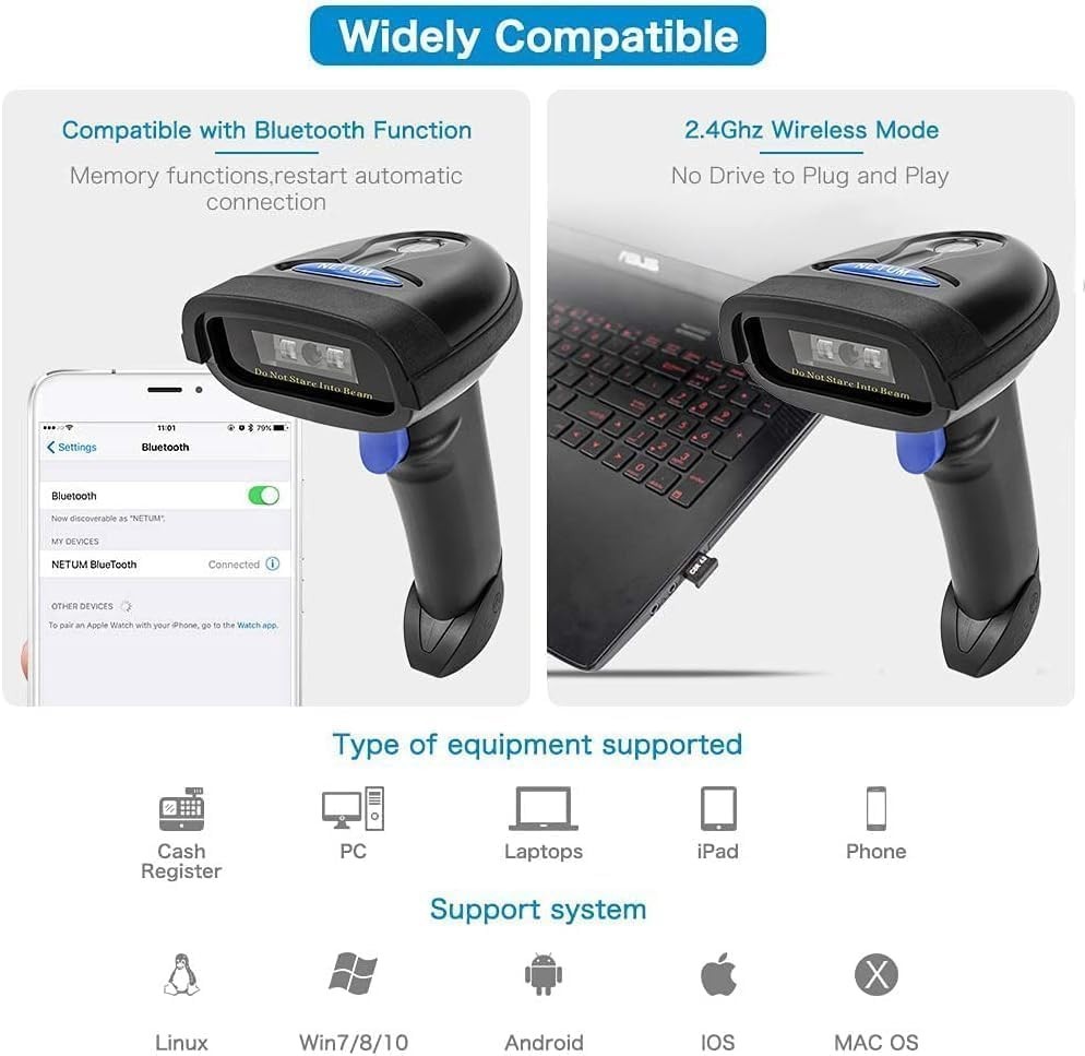 Multi-Mode Bluetooth Barcode Scanner for Quick & Efficient Inventory Management