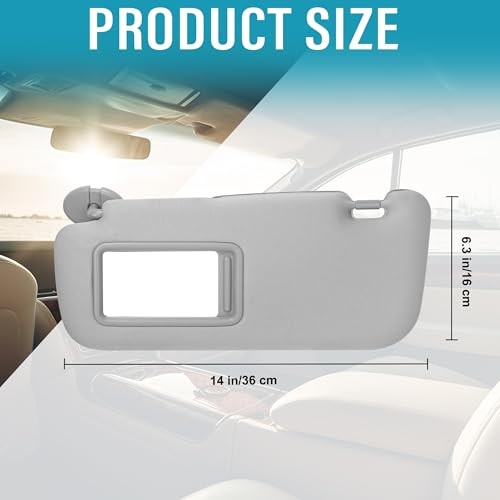 Grey Driver Side Sun Visor with Mirror Compatible with Corolla 2008 2009 Left
