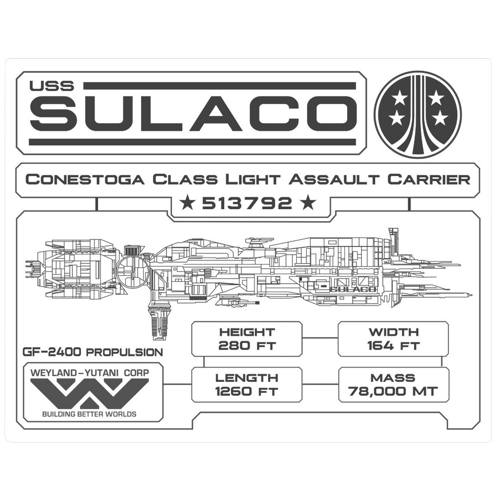 Aliens Sulaco Specifications Data Plate White Aluminum Print