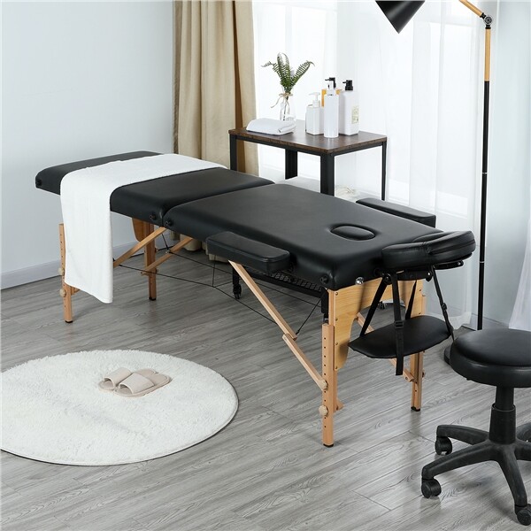 Portable Massage Table Lash Bed Tattoo Table Beauty Folding Bed Adjustable Black