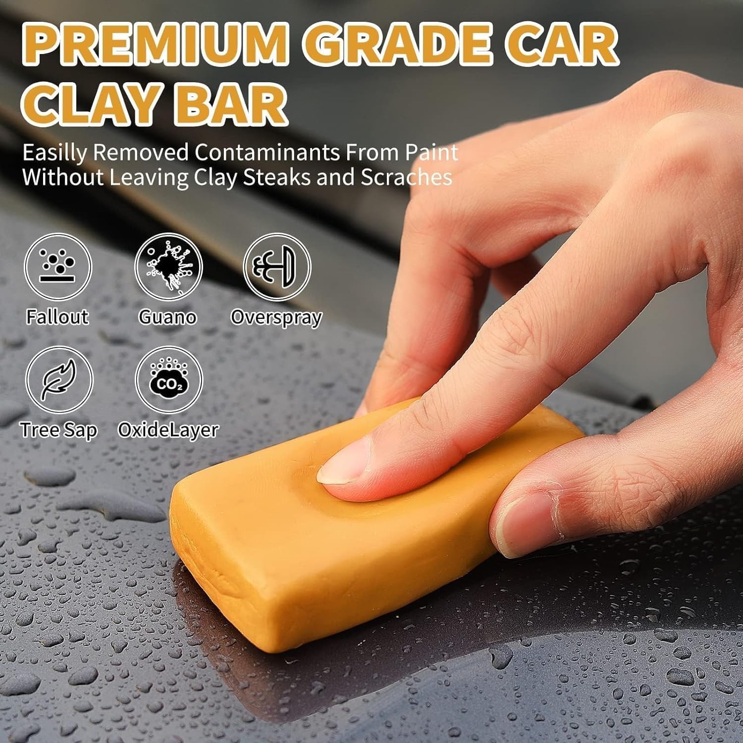 Car Clay Bars Auto Detailing and Clay Luber Synthetic Lubricant Kit, 4 Clay Bars