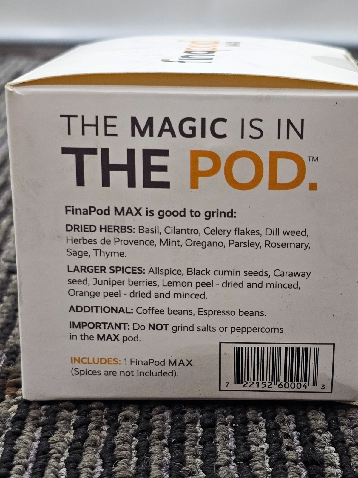 Finamill Finapod MAX Pod Grinds Spice Grinder Adjustable