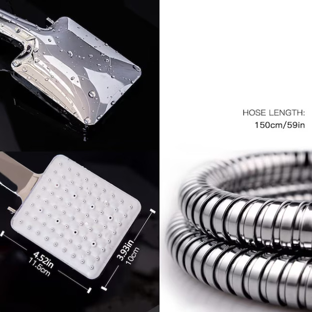 EQLOO 6‑Function High Pressure Handheld Shower Head Chrome w/ 59" Hose