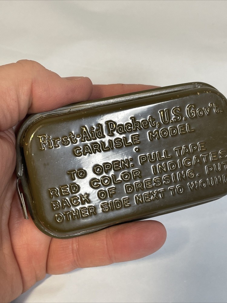 WWII US Army Infantry Medic First Aid Carlisle Bandage Tin Web Kit NICE Late War