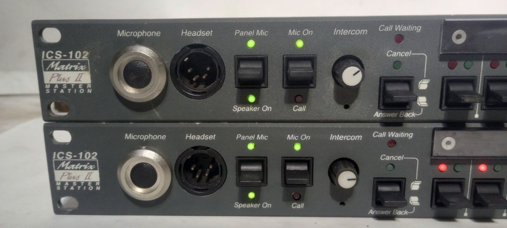 Two Clean Working Clear-Com ICS-102 Matrix Plus II Master Stations w/ AC Adapt.