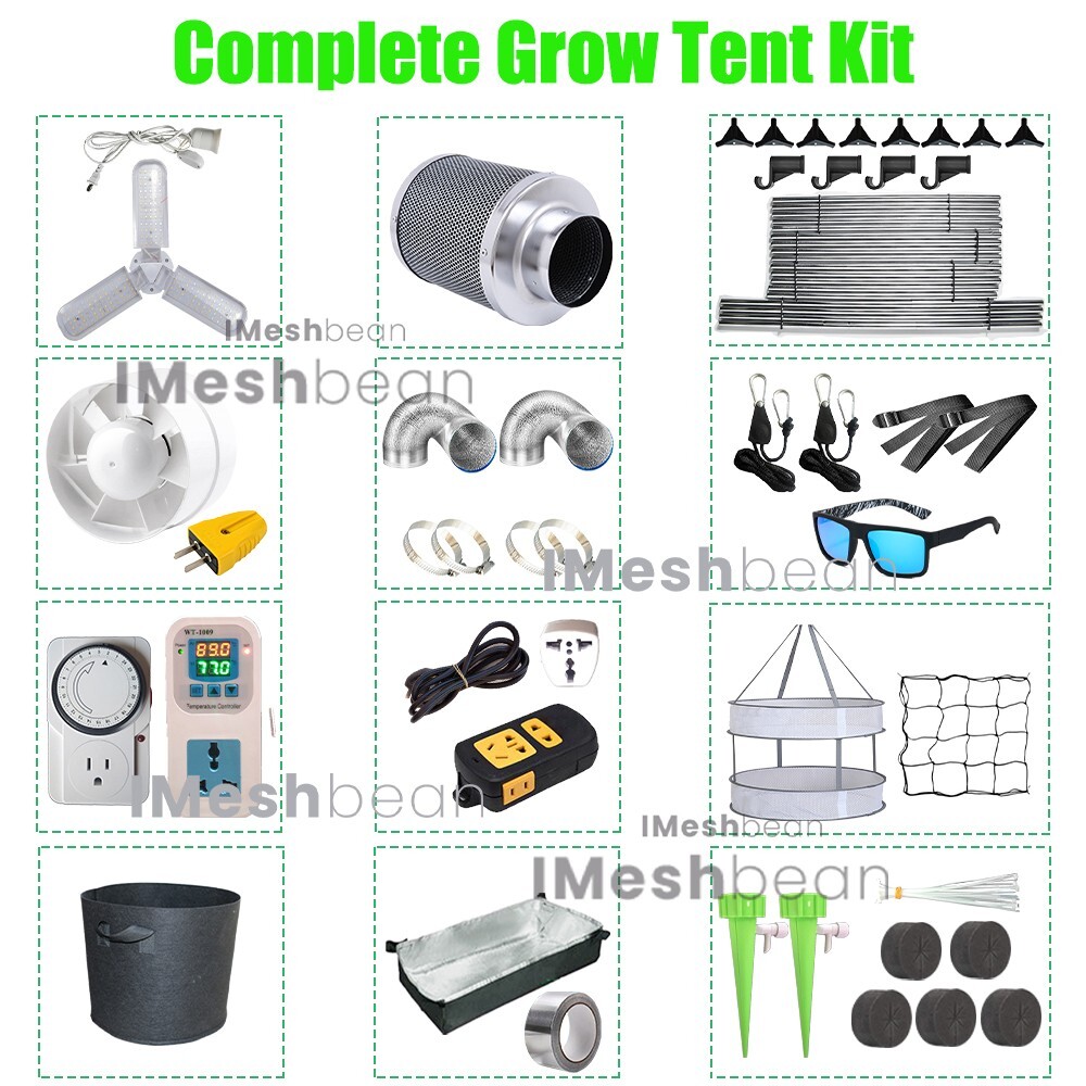 48"x48"x72" Complete Roof Grow Tent Kit w/LED Full Spectrum Grow Light+Air Filte
