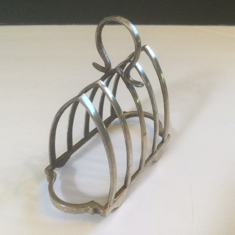 Vintage Toast Rack Silverplate Four Slots Unmarked 4.75 inches Tall