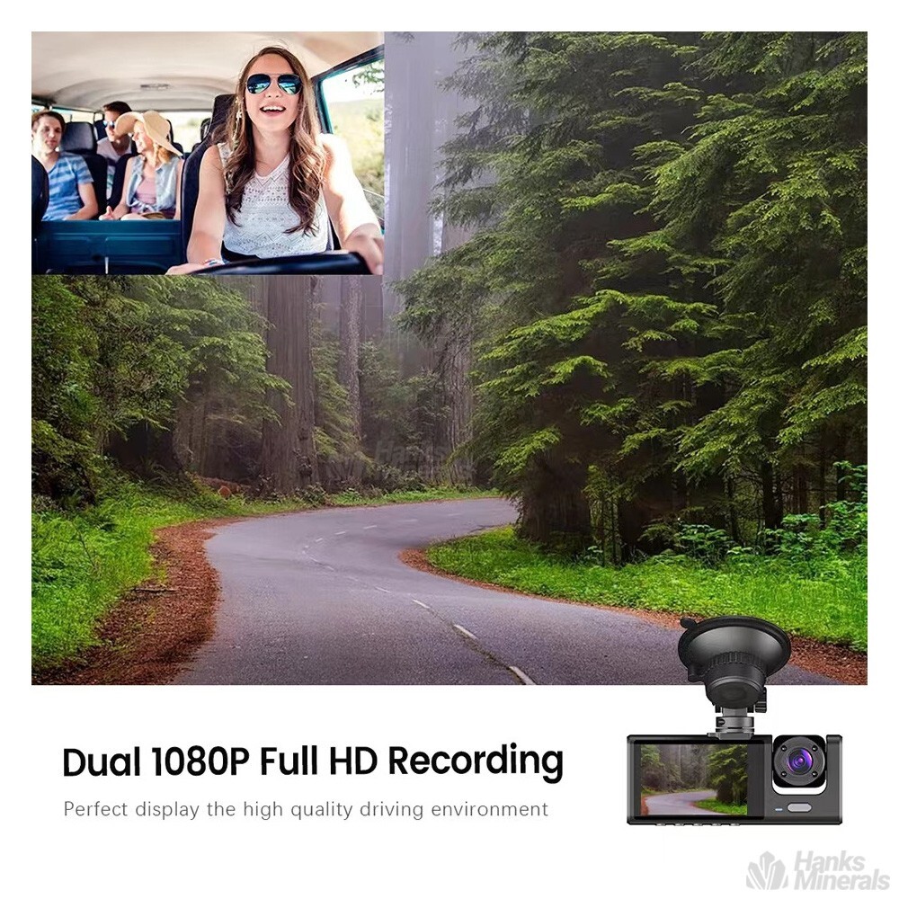 Dash Cam Car HD 1080P Front/Rear/Inside Dual Lens Video Recorder Camera G-Sensor