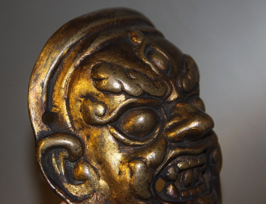 Real Nice Tibet Tibetan Vintage Old Buddhist Alloy Copper Mahakala Offering Mask