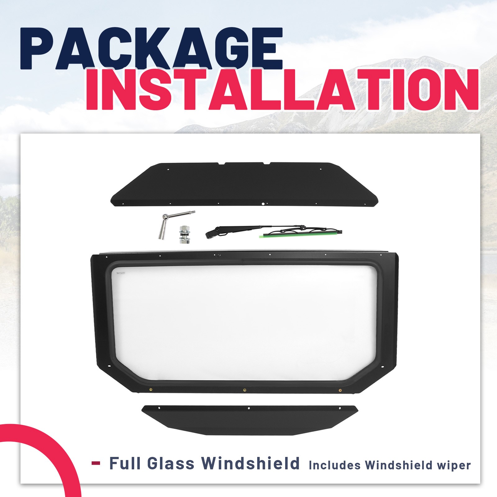 Glass Front Windshield w/ Wiper for Can-Am Maverick X3 DS Turbo 2017+ 18 19 ATV