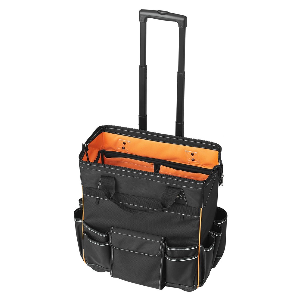 Rolling Tool Bag 25 Pockets Heavy Duty Roller Tool Bag Telescoping Handle